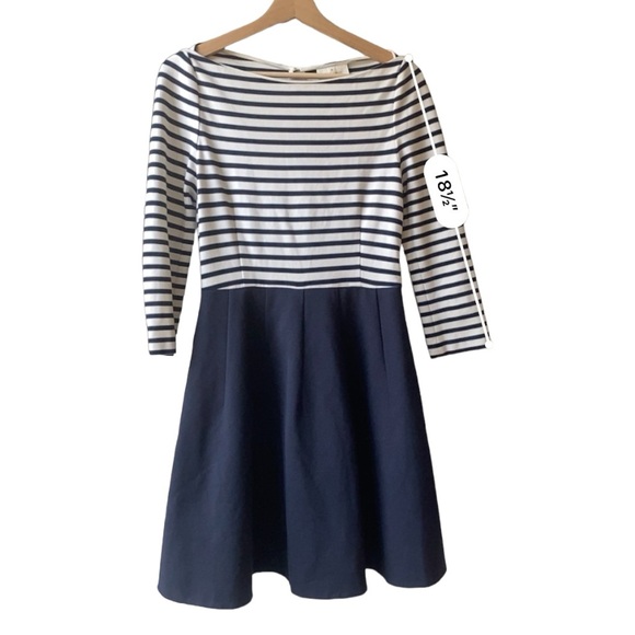 KATE SPADE Selma Striped Fit & Flare Ponte Dress Size 4 Navy  Pockets Easter - Picture 10 of 13